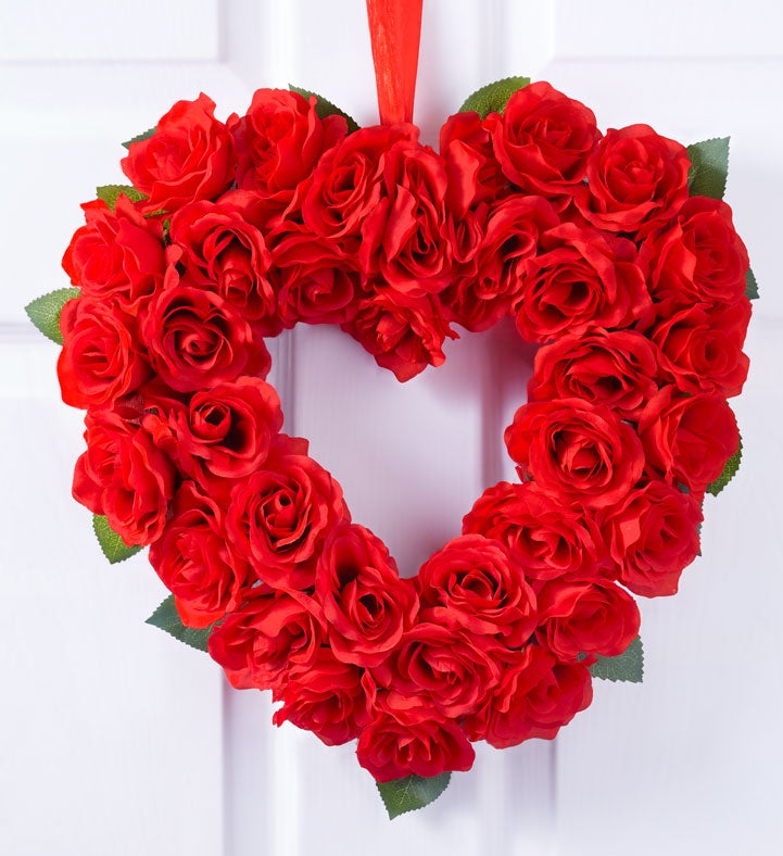 Keepsake Red Rose Heart Wreath-16"